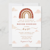 Boho Terracotta Rainbow Clouds 1e verjaardag Kaart (Voorkant)