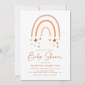 Boho Terracotta Rainbow en Stars Baby shower Kaart (Voorkant)