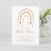 Boho Terracotta Rainbow en Stars Baby shower Kaart (Staand voorkant)