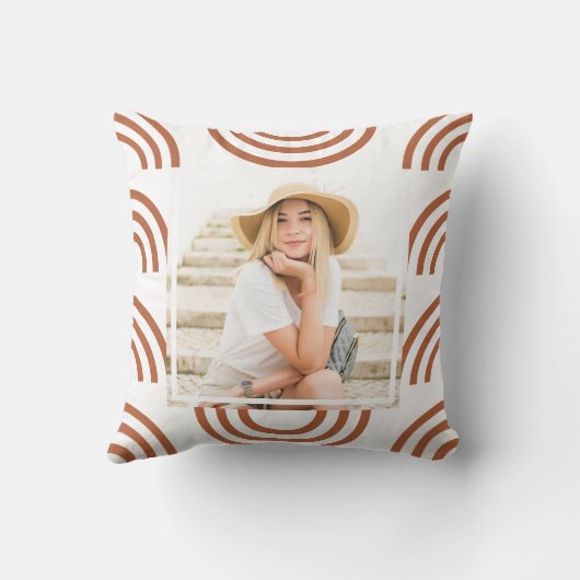 Boho Terracotta Rainbow Foto Kussen (Achterkant)