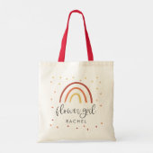 Boho Terracotta Rainbow Hand Lettered Bloemenmeisj Tote Bag (Achterkant)