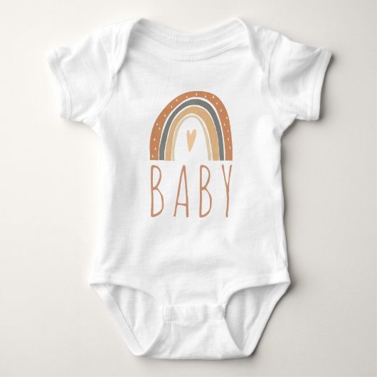 Boho Terracotta Rainbow Heart Baby Jumper Romper (Voorkant)