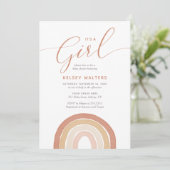 Boho Terracotta Rainbow is een meisje Baby shower Kaart (Staand voorkant)