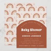 Boho Terracotta Rainbow Moon Pattern Baby shower Kaart (Voorkant / Achterkant)