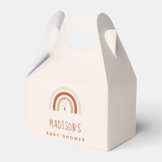 Boho Terracotta Rainbow Stars & Moon Baby shower Bedankdoosjes (Voorkant Zijde)