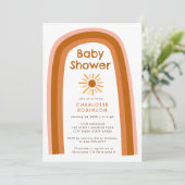 Boho Terracotta Rainbow Sun Baby shower Kaart (Staand voorkant)