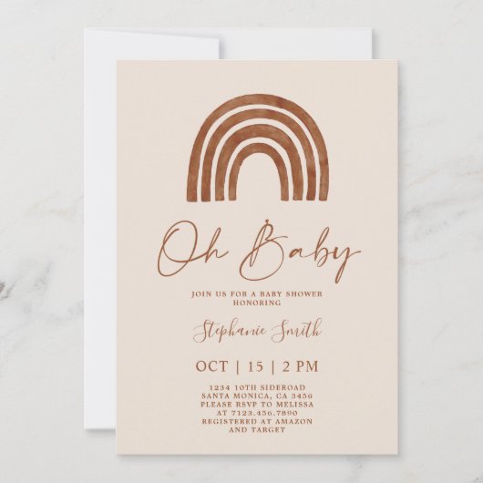 Boho terracotta regenboog Baby shower Kaart (Voorkant)