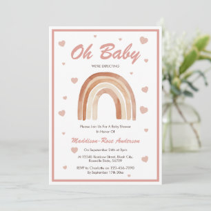 Boho Terracotta Regenboog Baby Shower Uitnodiging