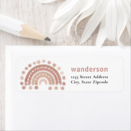 Boho terracotta regenboog gezellig etiket