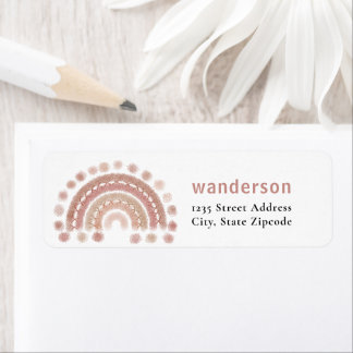 Boho terracotta regenboog gezellig etiket