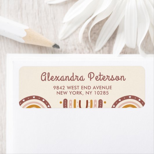 Boho Terracotta Regenboog Retour Etiket (Insitu)