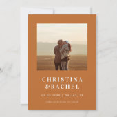 Boho Terracotta Regenboog Retro Script Foto Bruilo Save The Date (Achterkant)