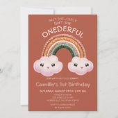 Boho Terracotta Regenboogwolken 1e verjaardag Kaart (Voorkant)