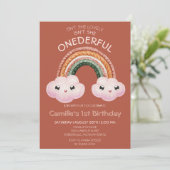 Boho Terracotta Regenboogwolken 1e verjaardag Kaart (Staand voorkant)