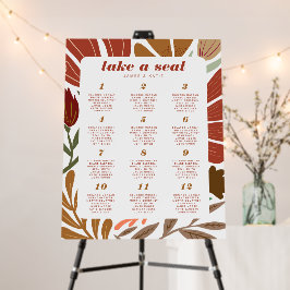 Boho Terracotta Retro Bloemen Tafel Zitplaatsen