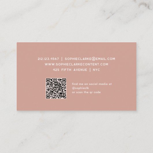 Boho Terracotta | Retroscript met QR-code Visitekaartje (Achterkant)