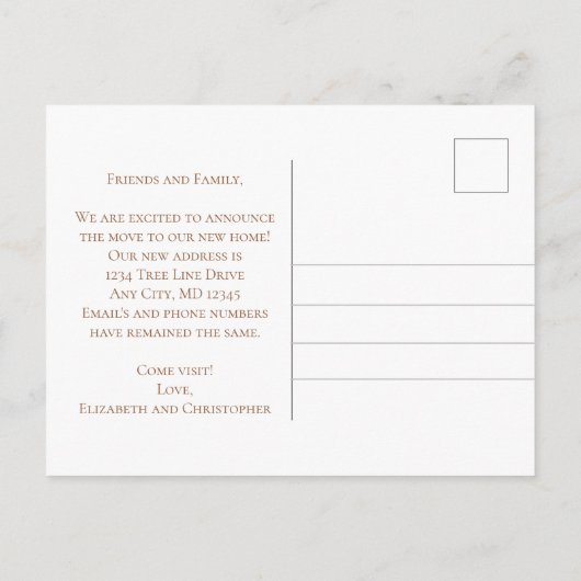 Boho Terracotta Roest Beige Bloem Schrift Verhuizi Aankondigingskaart (Achterkant)