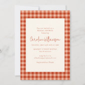 Boho Terracotta Roest Gingham Schotse Bruiloft Bor Kaart (Voorkant)