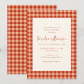 Boho Terracotta Roest Gingham Schotse Bruiloft Bor Kaart (Voorkant / Achterkant)
