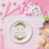 Boho Terracotta Roest Herfst Bloemen Huwelijk Papieren Bordje (Feest)