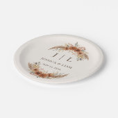 Boho Terracotta Roest Herfst Bloemen Huwelijk Papieren Bordje (Gekanteld)