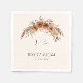 Boho Terracotta Roest Herfst Bloemen Huwelijk Servet (Voorkant)