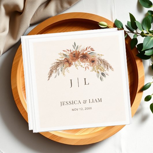 Boho Terracotta Roest Herfst Bloemen Huwelijk Servet