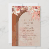 Boho Terracotta Roos Pampas Grass Floral Wedding (Voorkant)