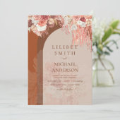 Boho Terracotta Roos Pampas Grass Floral Wedding (Staand voorkant)