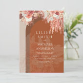 Boho Terracotta Roos Pampas Grass Floral Wedding (Staand voorkant)