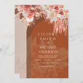 Boho Terracotta Roos Pampas Grass Floral Wedding (Voorkant / Achterkant)