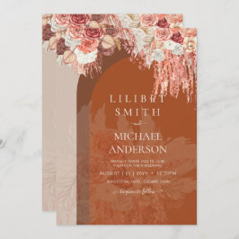 Boho Terracotta Roos Pampas Grass Floral Wedding