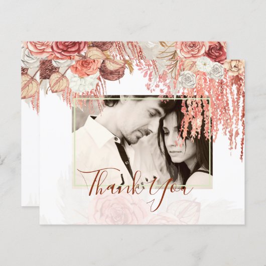 Boho Terracotta Roos Pampas Grass Floral Wedding (Voorkant / Achterkant)