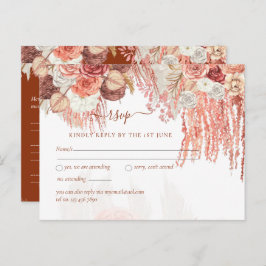 Boho Terracotta Roos Pampas Grass Floral Wedding Briefkaart