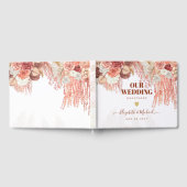 Boho Terracotta Roos Pampas Grass Floral Wedding Gastenboek (Volledig)