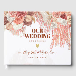 Boho Terracotta Roos Pampas Grass Floral Wedding Gastenboek