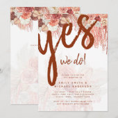 Boho Terracotta Roos Pampas Grass Floral Wedding Kaart (Voorkant / Achterkant)