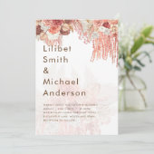 Boho Terracotta Roos Pampas Grass Floral Wedding Kaart (Staand voorkant)