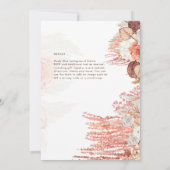 Boho Terracotta Roos Pampas Grass Floral Wedding Kaart (Achterkant)