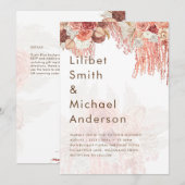 Boho Terracotta Roos Pampas Grass Floral Wedding Kaart (Voorkant / Achterkant)