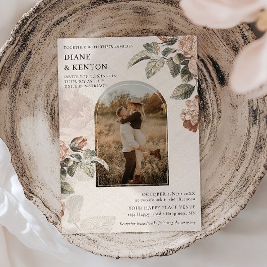 Boho Terracotta Rose Sage Greenery Wedding | Kaart