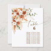 Boho Terracotta Rose Table 6 Seating Plan Card  (Voorkant)
