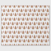 Boho Terracotta Roze Witte Kerstbomen Vakantie Cadeaupapier (Vlak)