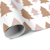 Boho Terracotta Roze Witte Kerstbomen Vakantie Cadeaupapier (Rol Hoek)