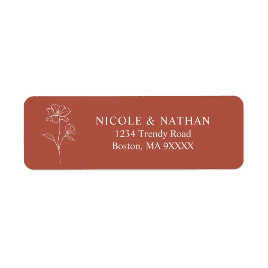 Boho Terracotta Rust beige Wedding Label (Voorkant)