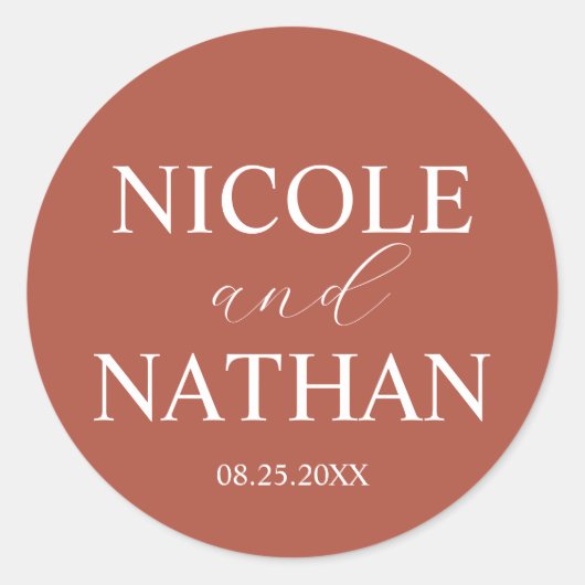 Boho Terracotta Rust Earth Tone Wedding Ronde Sticker (Voorkant)