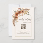 Boho Terracotta Rust Fall Floral Wedding QR Code RSVP Kaartje (Voorkant)