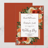 Boho Terracotta Rust Floral Pampas Grass Wedding Kaart (Voorkant / Achterkant)