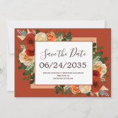 Boho Terracotta Rust Floral Pampas Grass Wedding Save The Date (Voorkant)