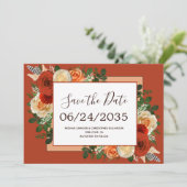 Boho Terracotta Rust Floral Pampas Grass Wedding Save The Date (Staand voorkant)